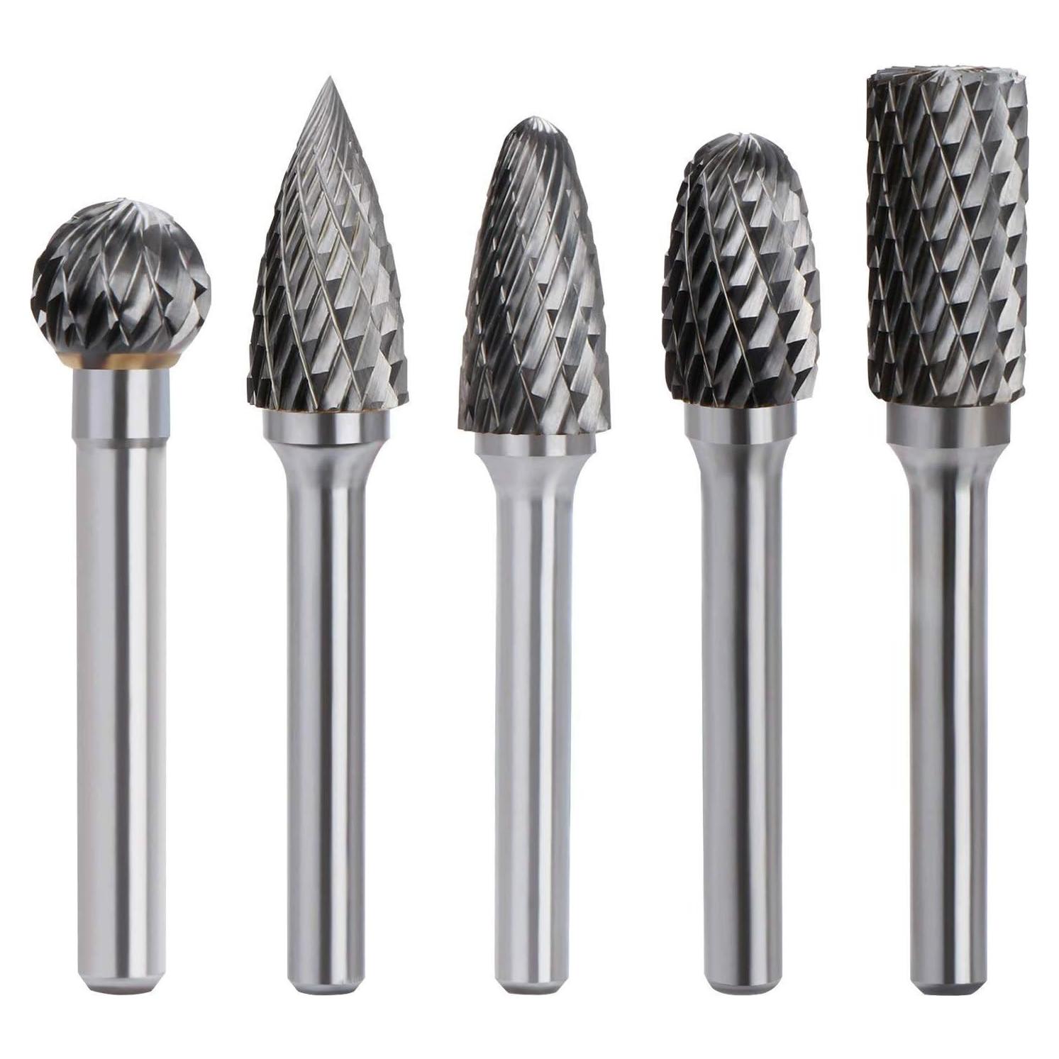 Juego de Fresas Rotativas ASNOMY 5PCS Carburo Doble Corte 10mm