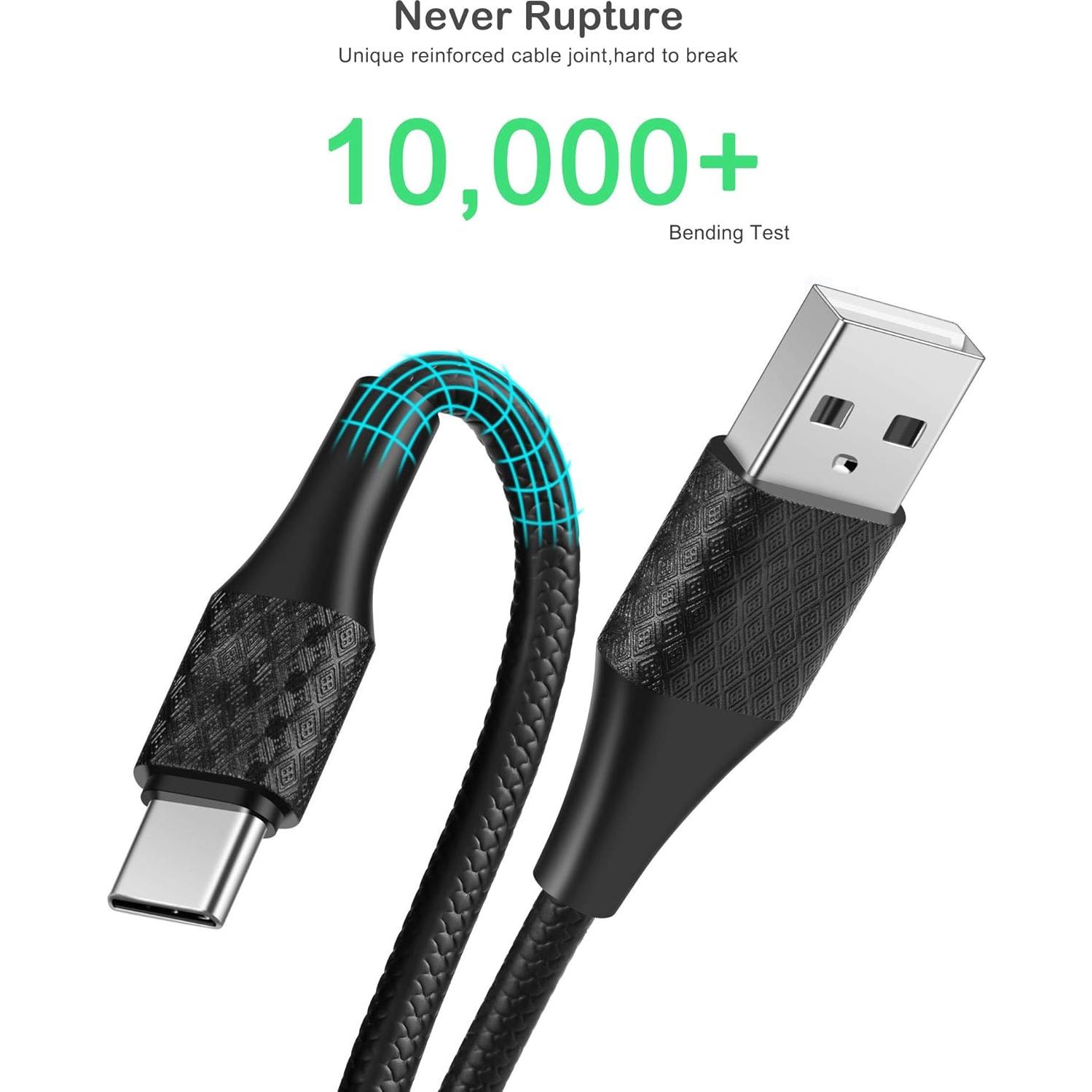 Cable de Carga Rápida USB Tipo C Icseio 6FT Paquete de 5