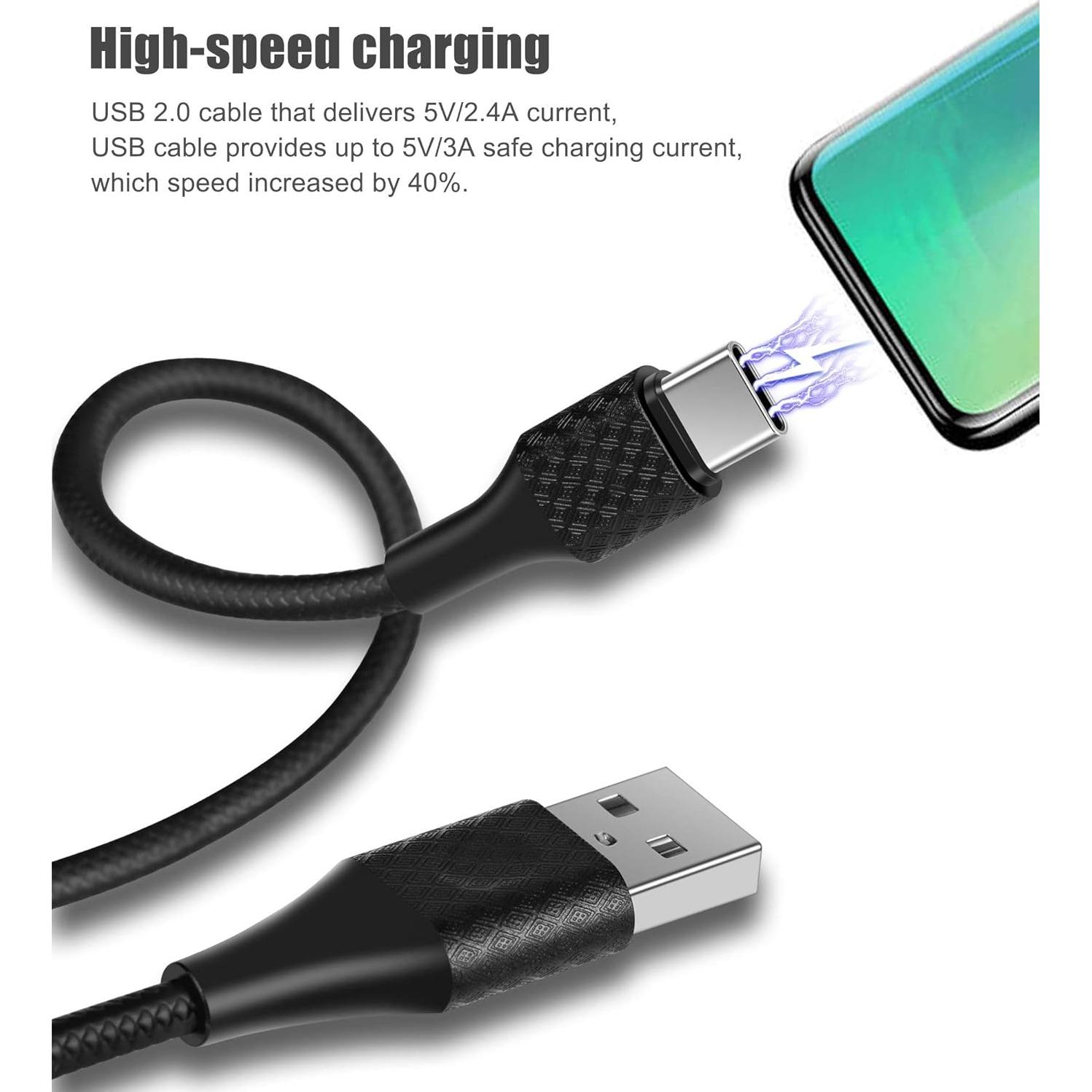 Cable de Carga Rápida USB Tipo C Icseio 6FT Paquete de 5