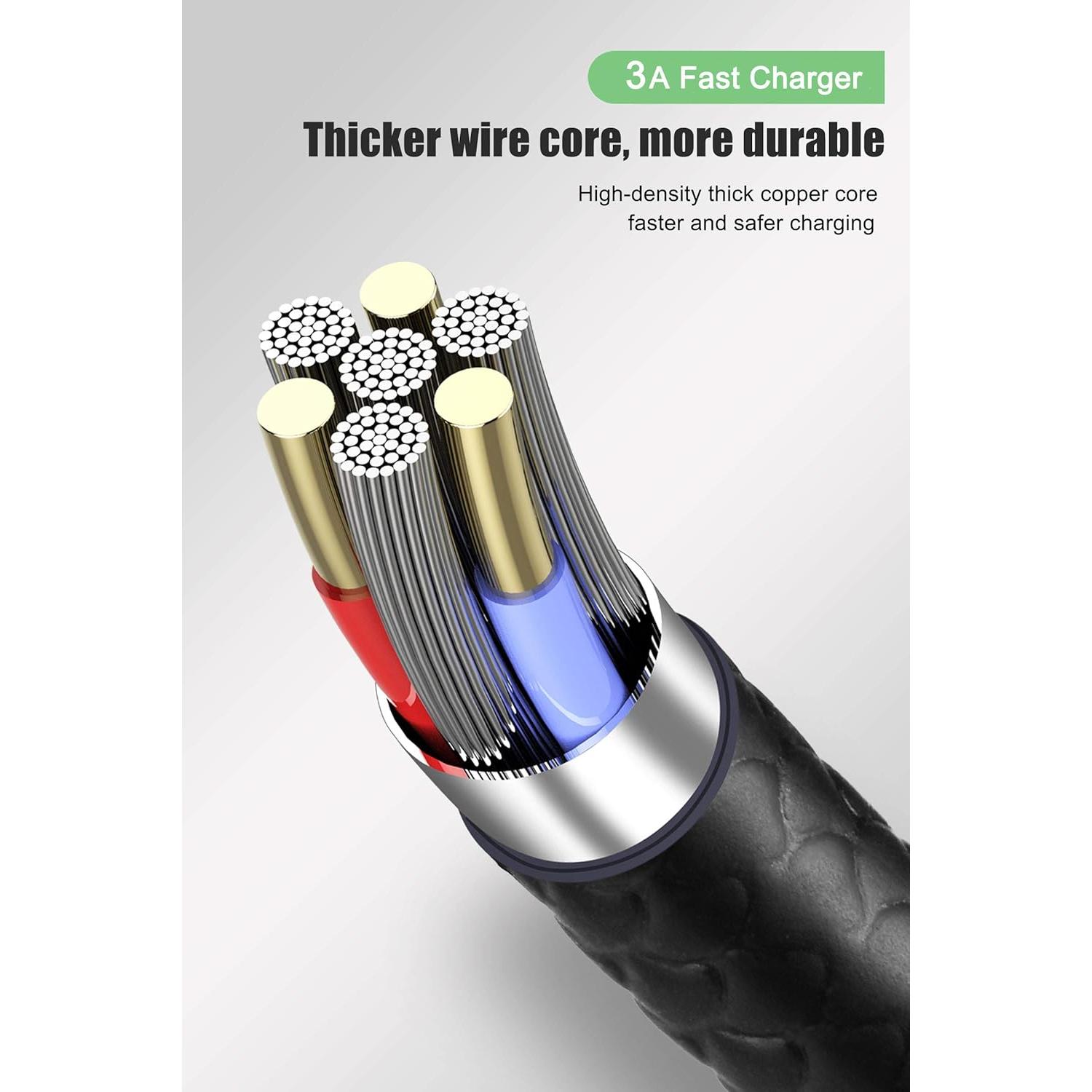 Cable de Carga Rápida USB Tipo C Icseio 6FT Paquete de 5