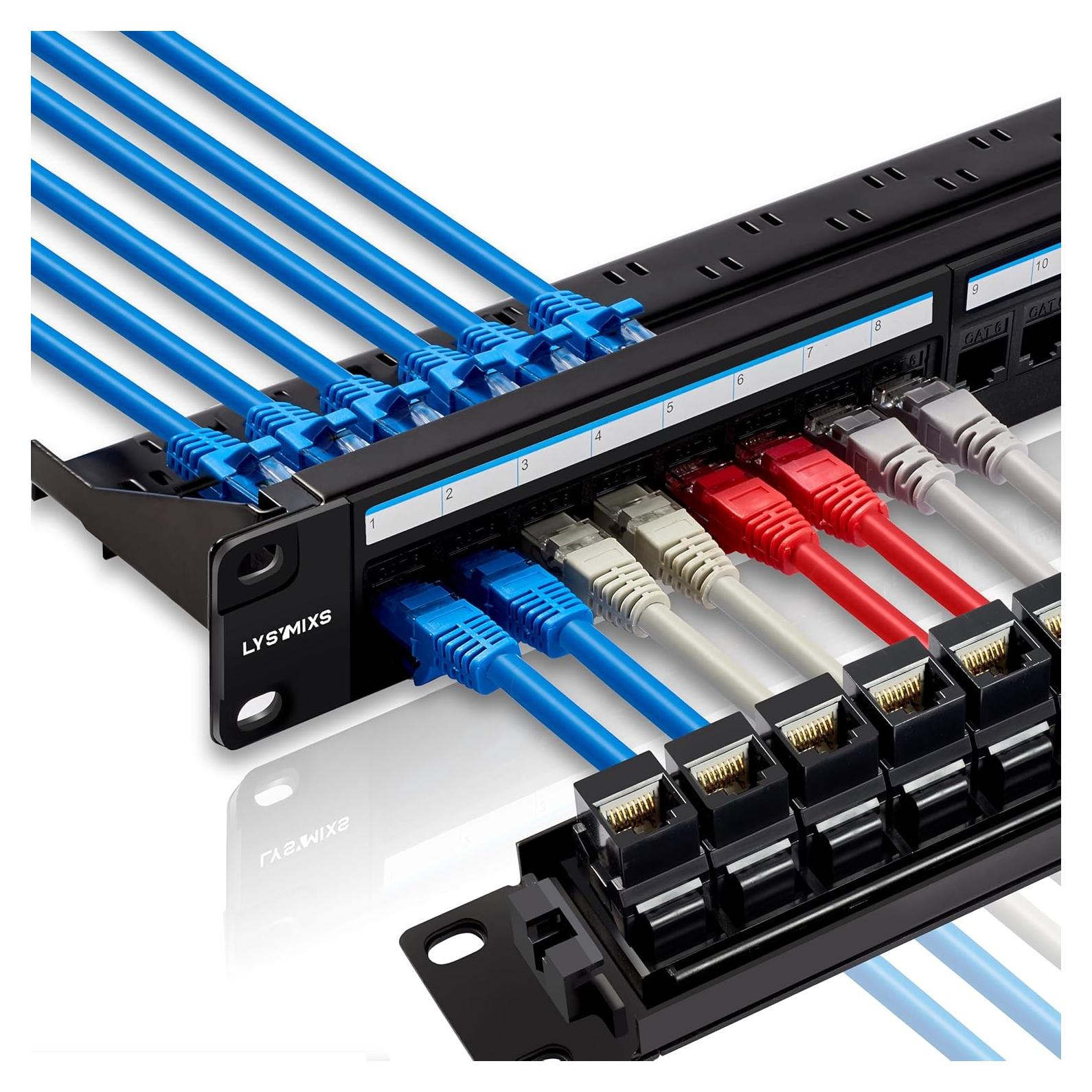 Panel de Parcheo RJ45 Cat6 24 Puertos Lysymixs 2U
