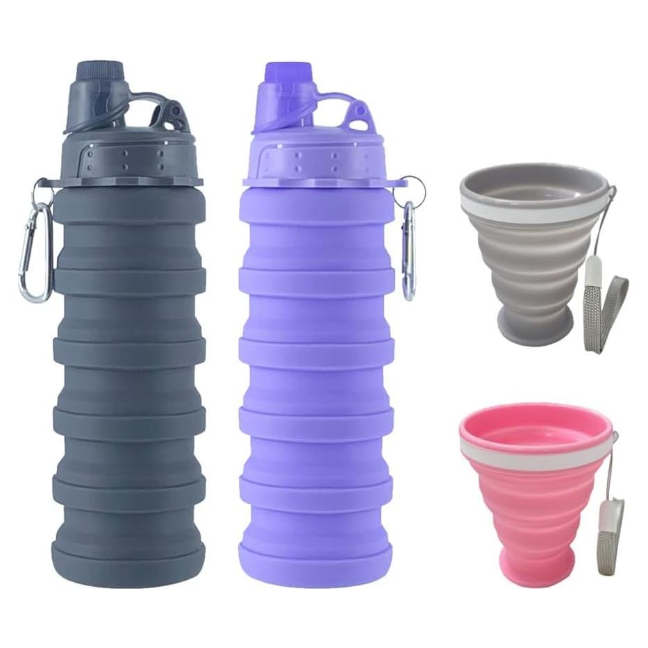 Botella Plegable 500 ml y Taza Silicona 200 ml Konlongzan