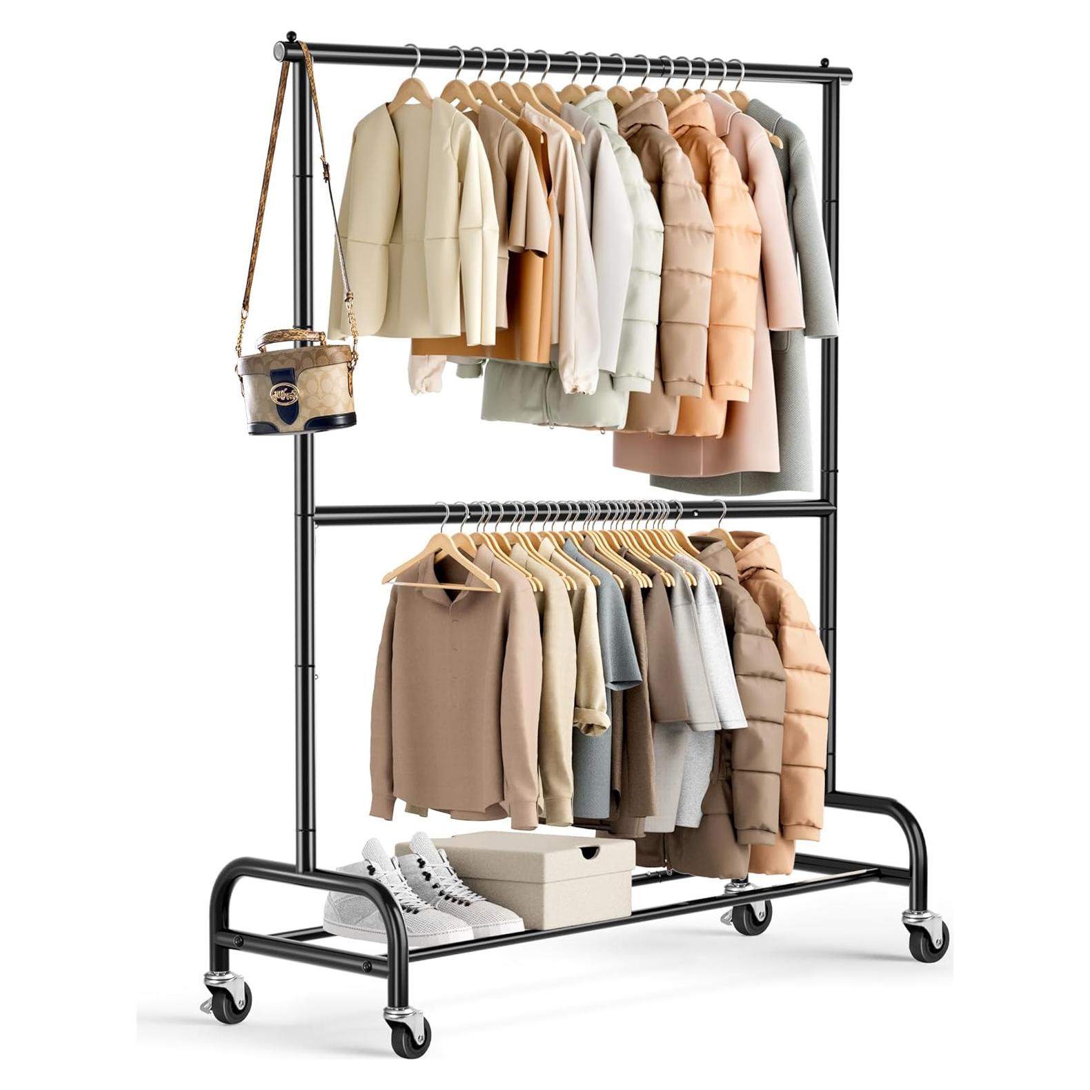 Perchero Rodante de Ropa MISSLO Ajustable Metal Negro 196 cm