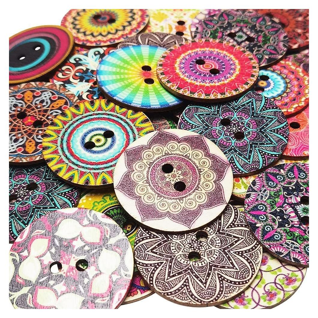 Botones de Madera Chenkou Craft 30pcs 40mm Multicolor
