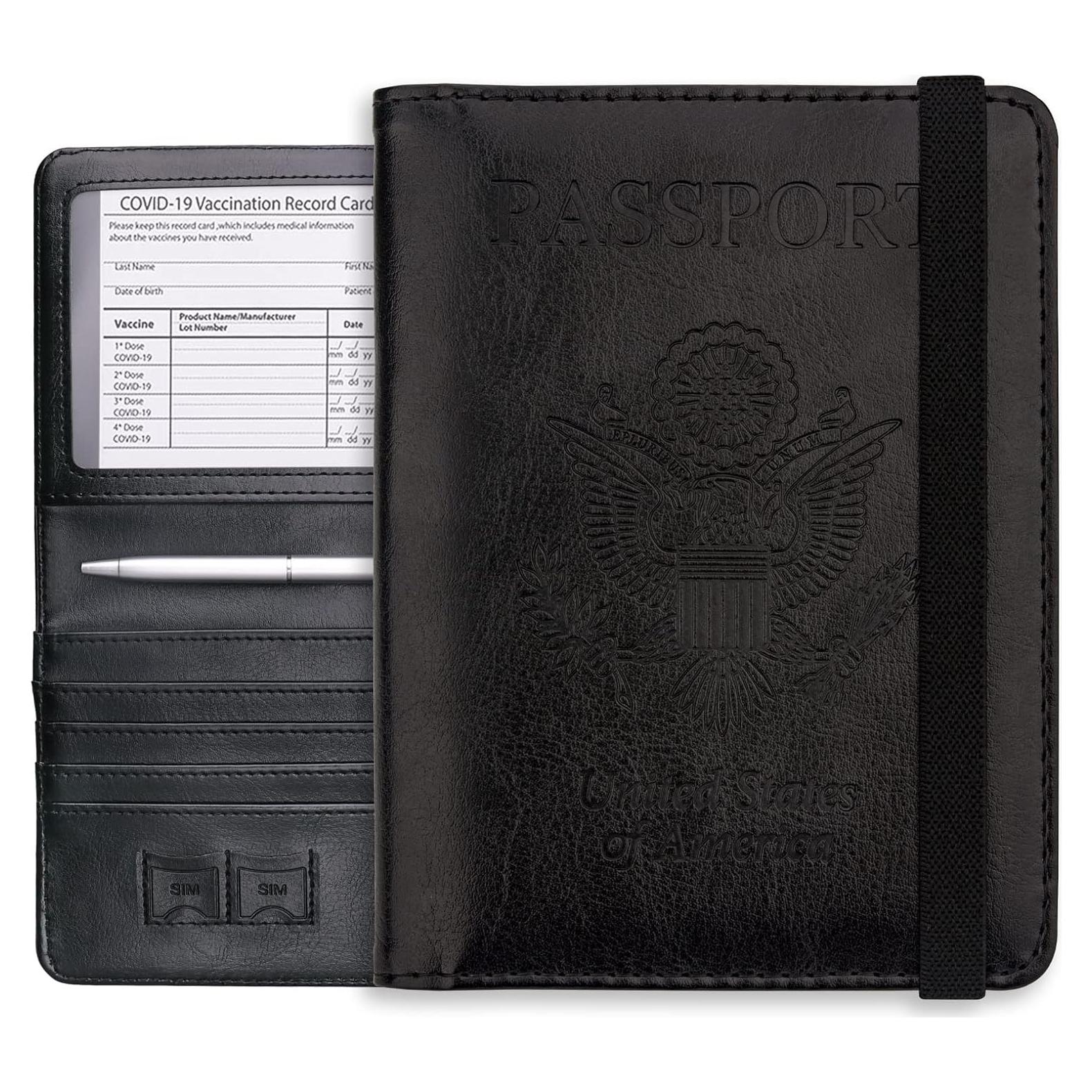 Cartera para Pasaporte WALNEW con Bloqueo RFID, Negro