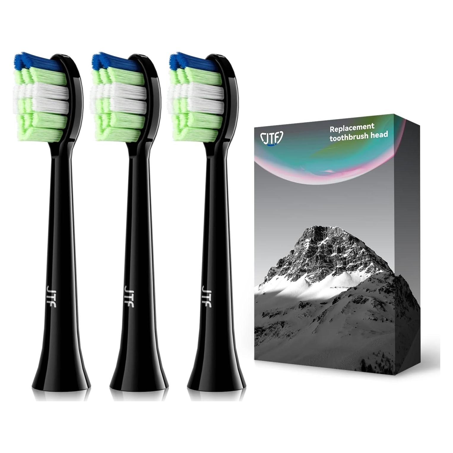 Cabezas de cepillo de dientes JTF Sonic P200, paquete de 3, negro