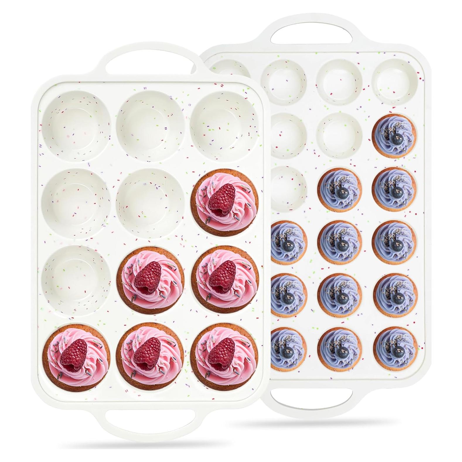 Juego de Moldes para Cupcakes AOTASO 12 y 24 Tazas Silicona