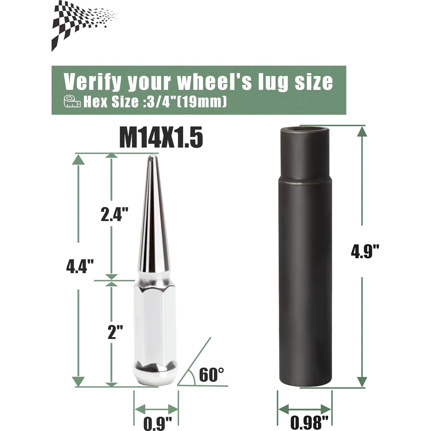 Tuercas de Pico M14x1.5 Cromo Glorider 32pcs con Llave