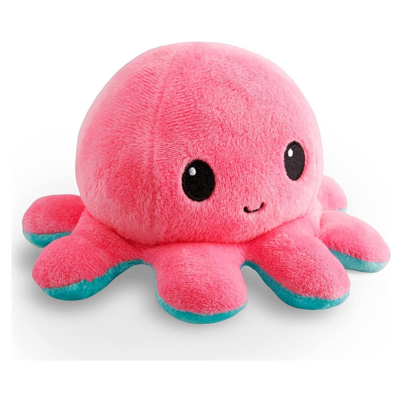 Pulpo de Peluche Reversible TeeTurtle Rosa y Aqua 10 cm