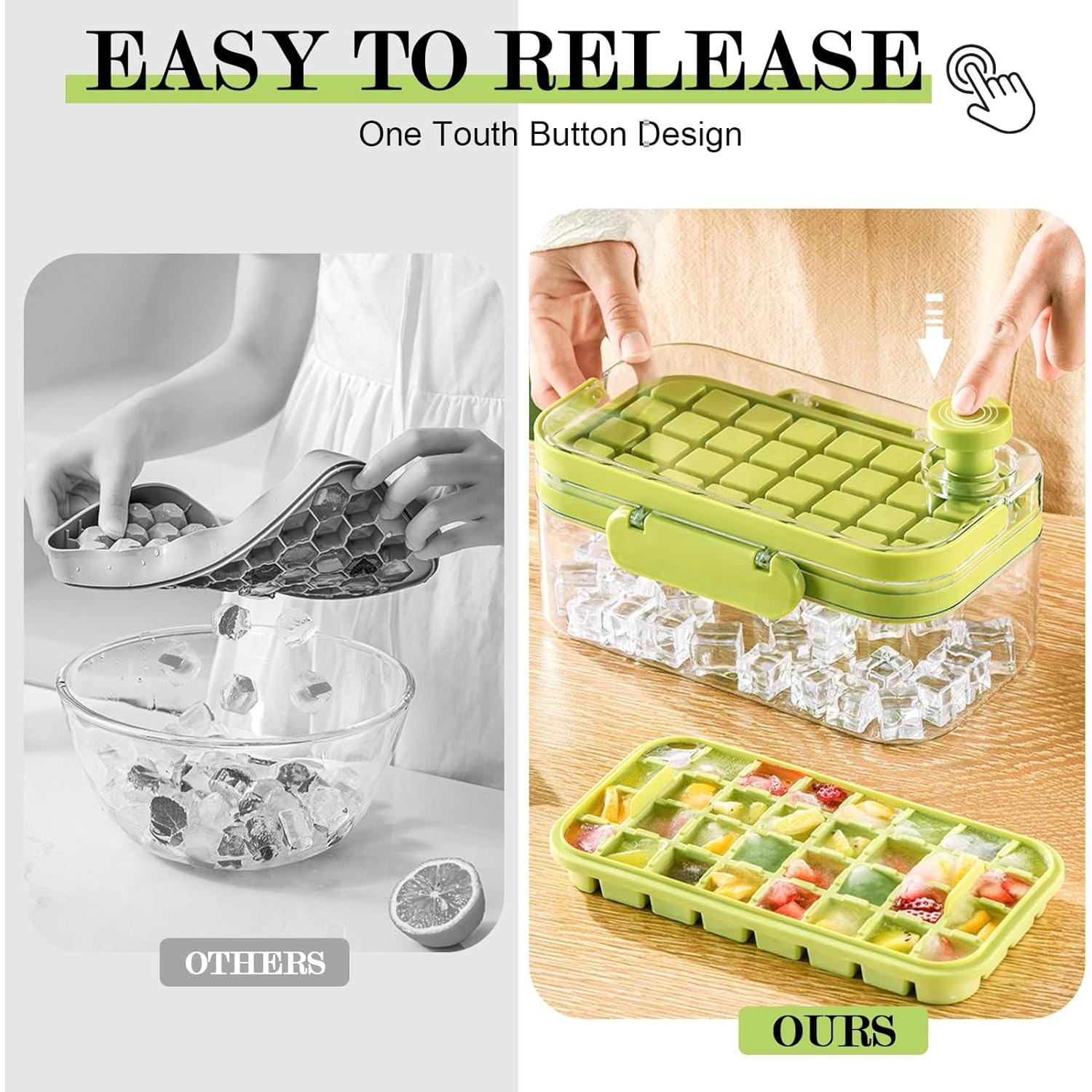 Juego de 2 bandejas de hielo Shapenwin - 64 cubos grandes, libre de BPA