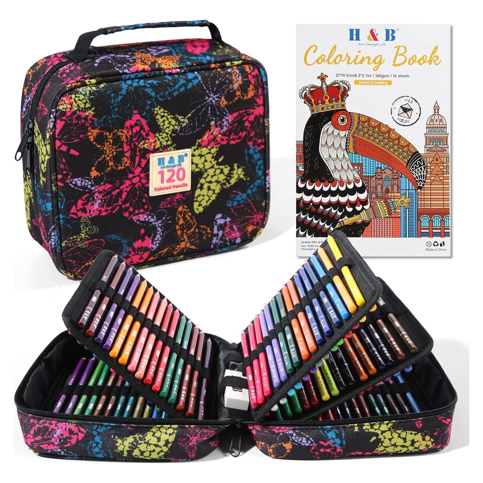 Set de Lápices de Colores H & B 120 Colores con Borrador y Sacapuntas
