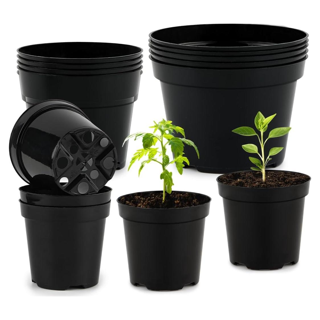Macetas de Vivero Negras RooTrimmer 4/6/8 Pulgadas - Paquete de 15