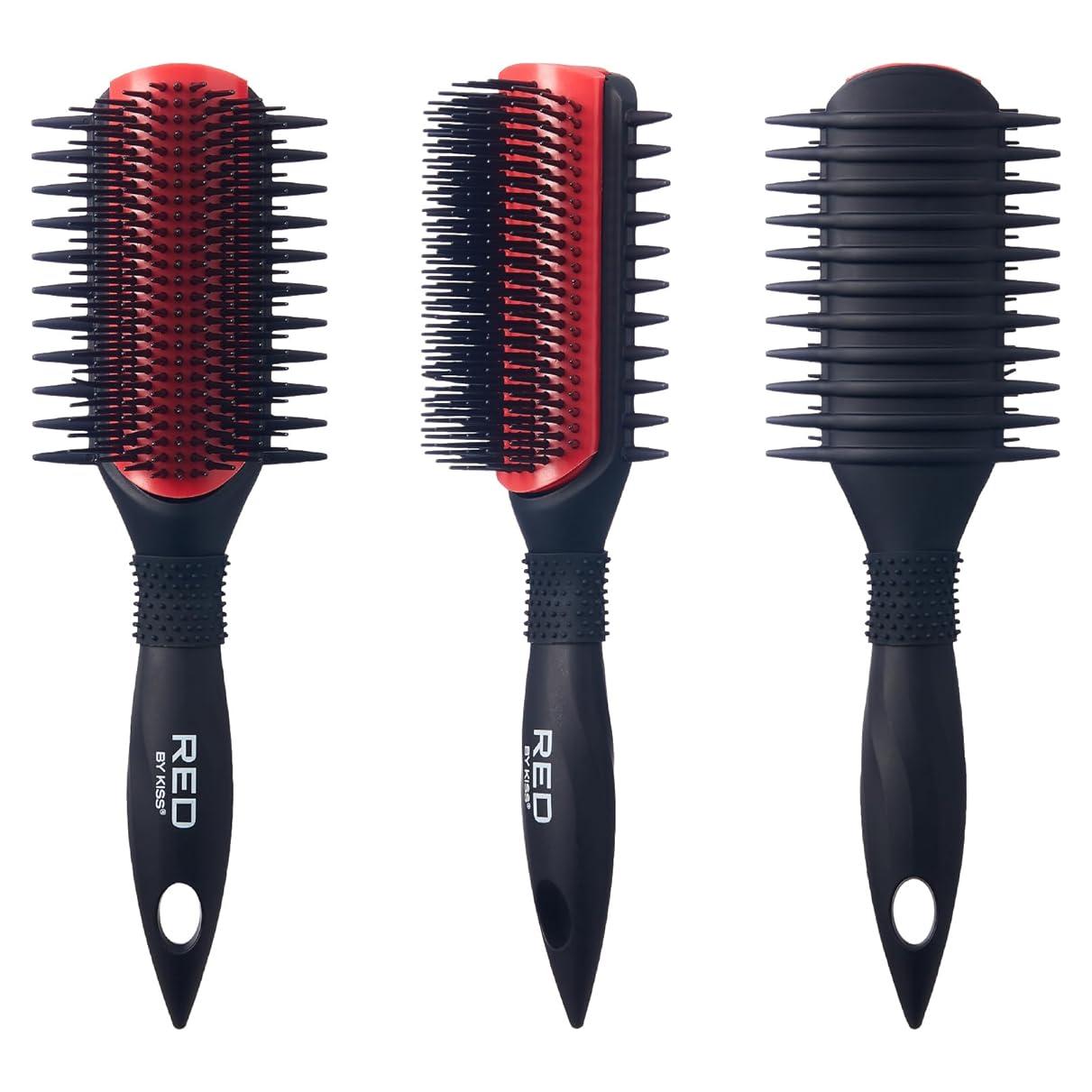 Cepillo Desenredante Red By Kiss - Doble Cara, Negro Mate