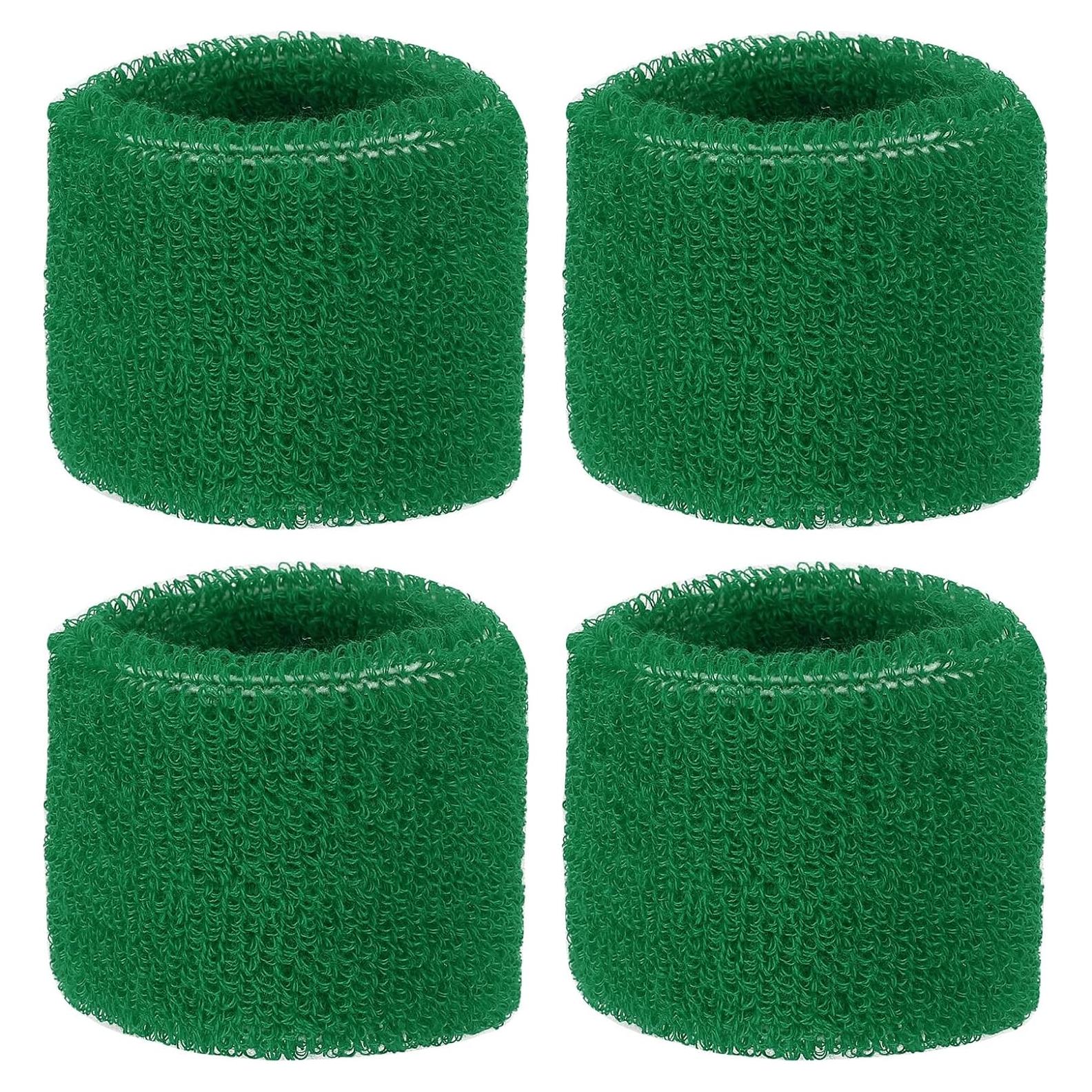 Muñequera Deportiva PATIKIL Algodón Toalla Verde 4 Piezas