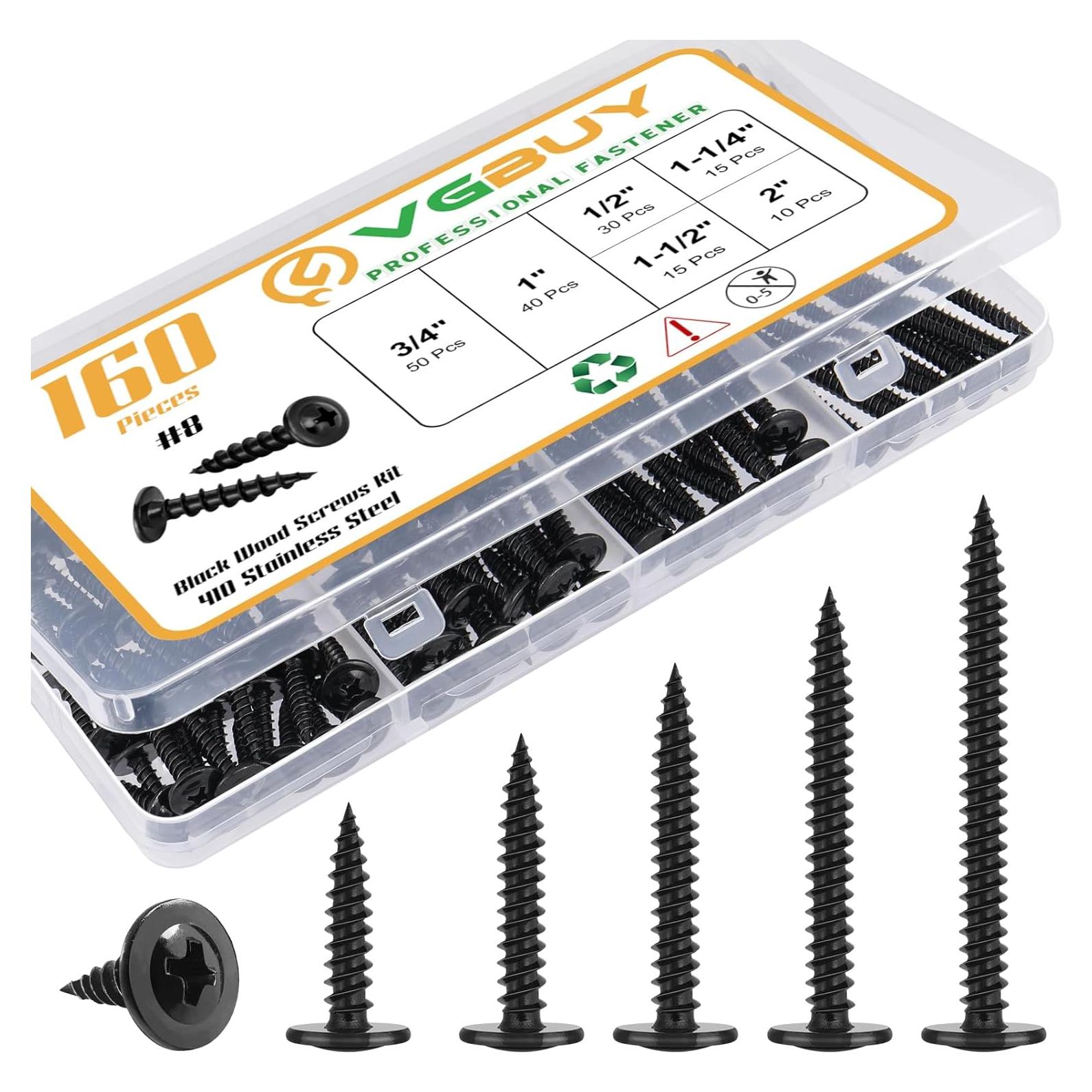 Kit de 160 Tornillos Autoperforantes VGBUY #8 Acero Inoxidable 410