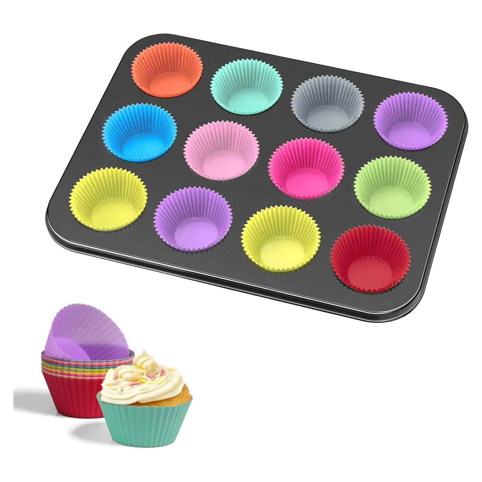 Molde para Muffin WIBIMEN 12 Tazas Silicona Antiadherente