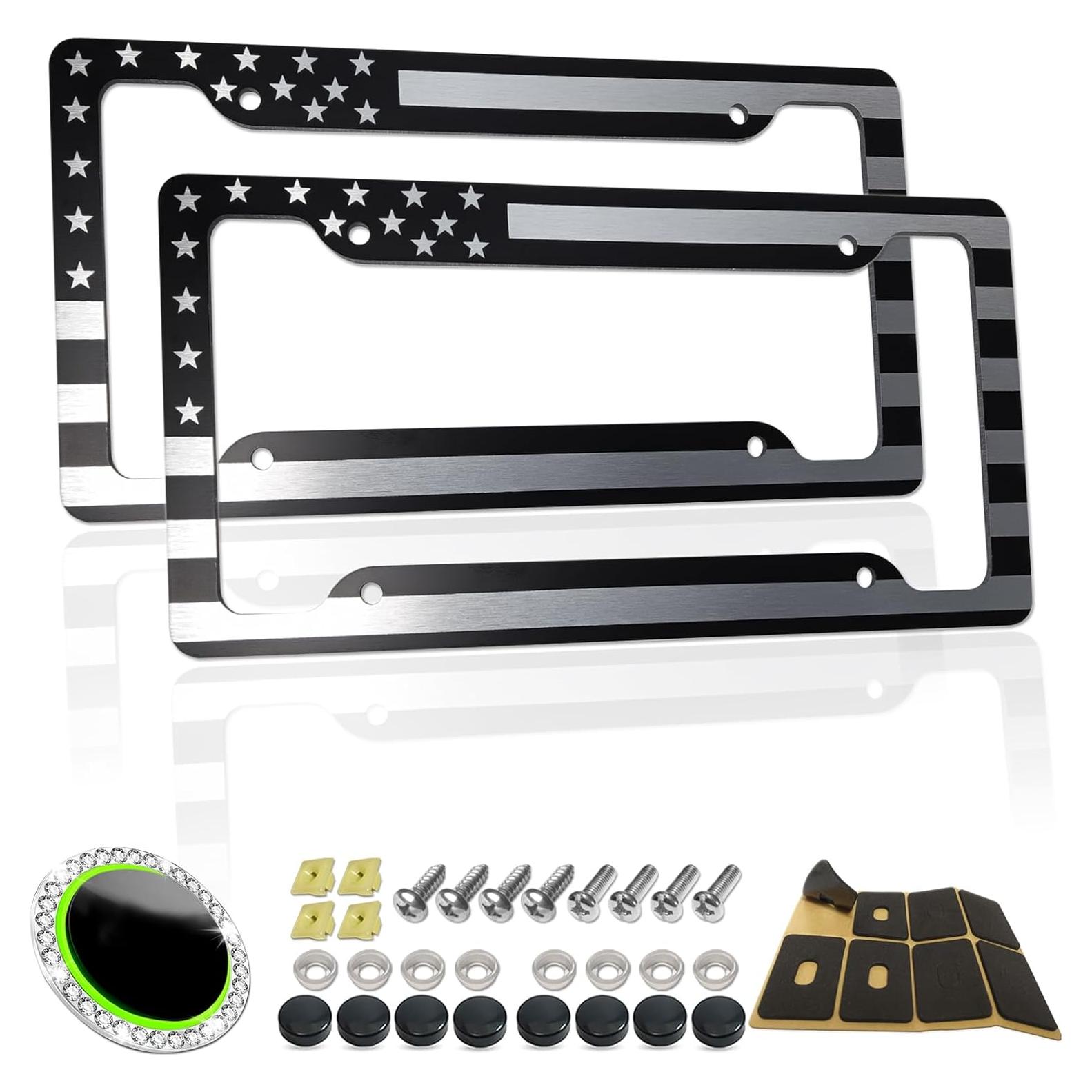 Marco de Placa de Licencia RCKJNJ con Bandera Americana - Paquete de 2