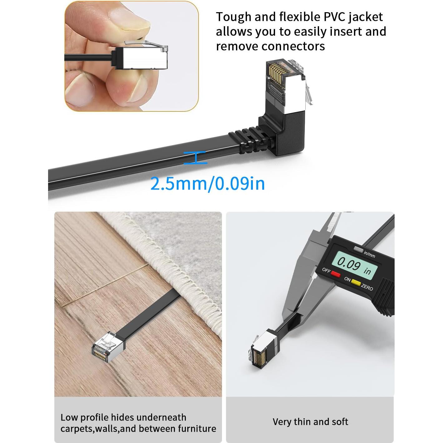 Cable Ethernet CAT 7 JUXIN 0.91M 90 Grados 10Gbps Blindado