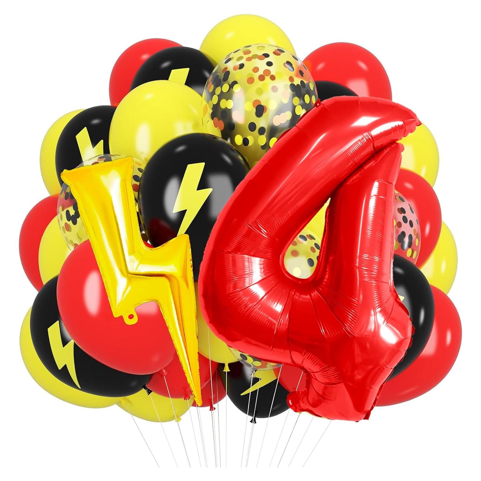 Globos de Cumpleaños Rayo Decmied 40 Pulgadas Rojos y Amarillos