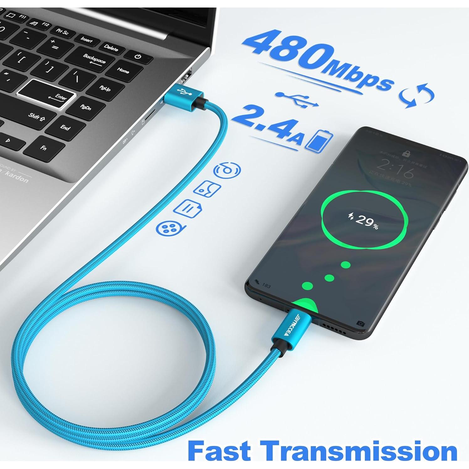 Cable USB C a USB A Bynccea 3m 5 Paquetes Carga Rápida