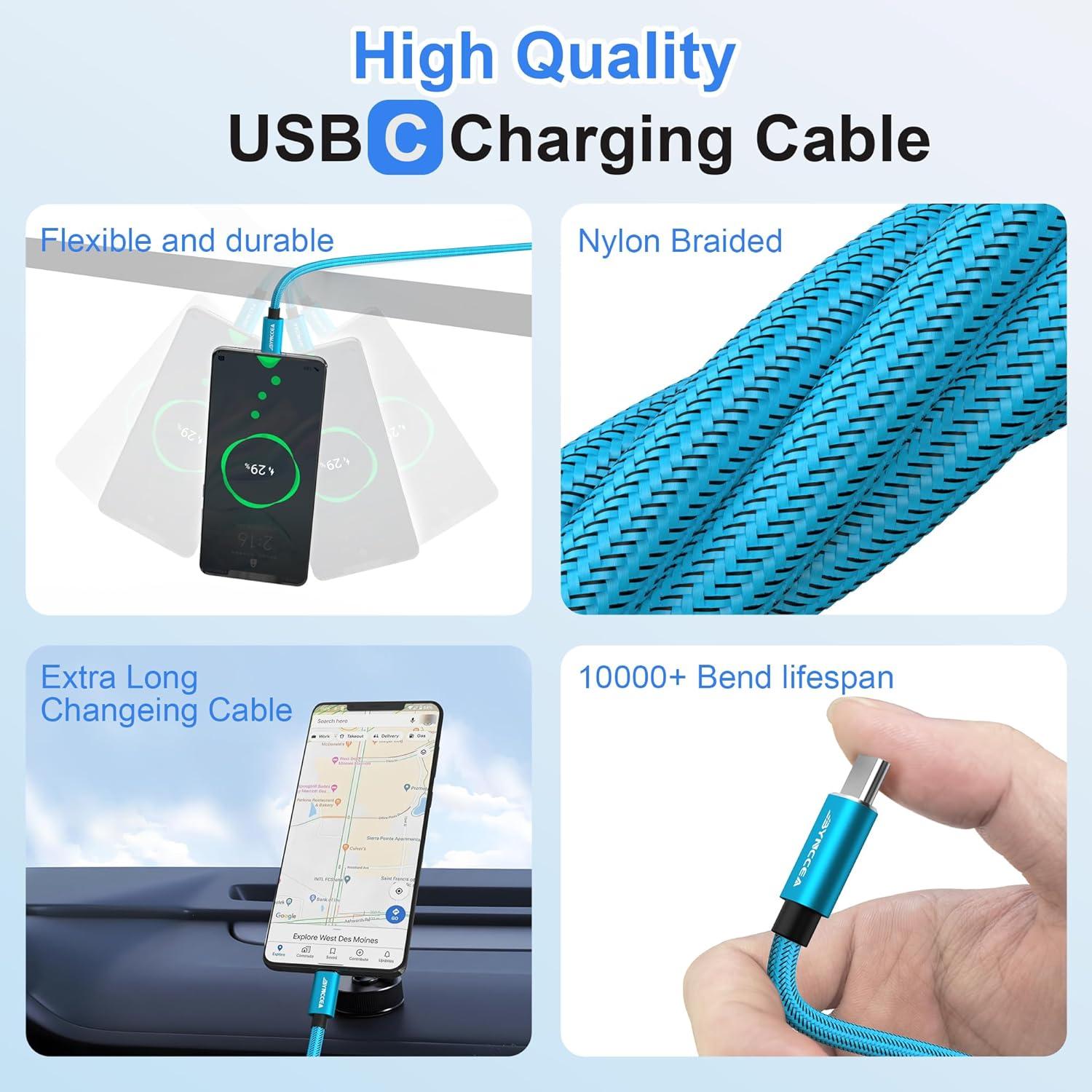 Cable USB C a USB A Bynccea 3m 5 Paquetes Carga Rápida