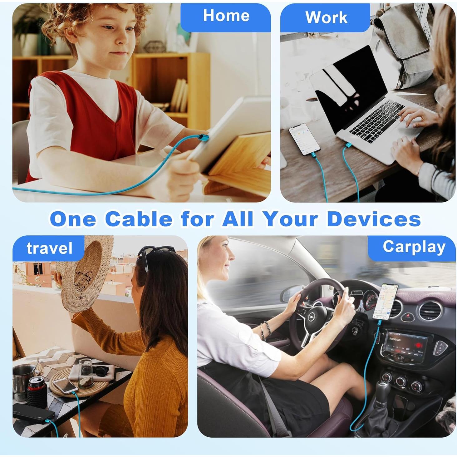 Cable USB C a USB A Bynccea 3m 5 Paquetes Carga Rápida