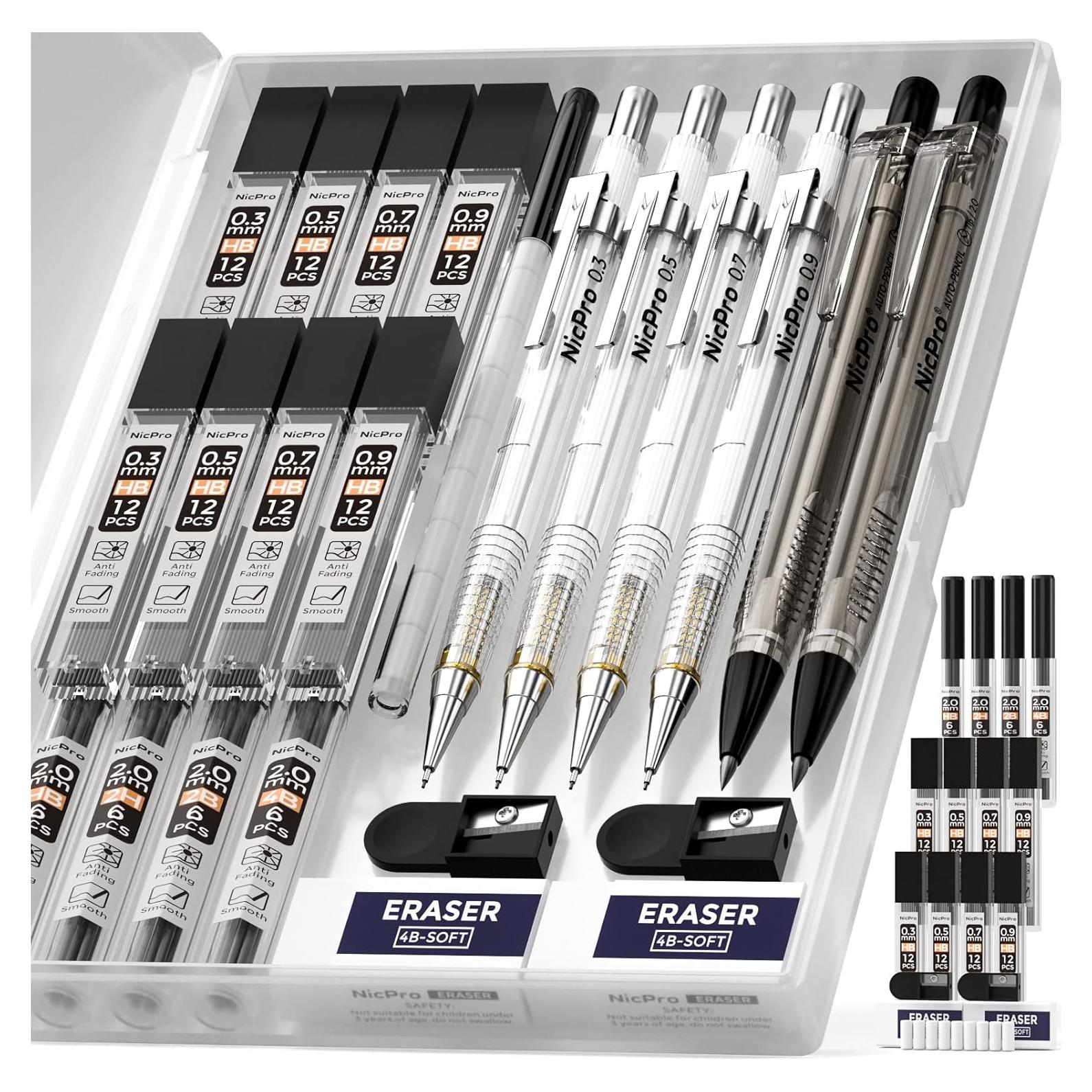 Conjunto de lápices mecánicos Nicpro 31 piezas 0.3-0.9mm