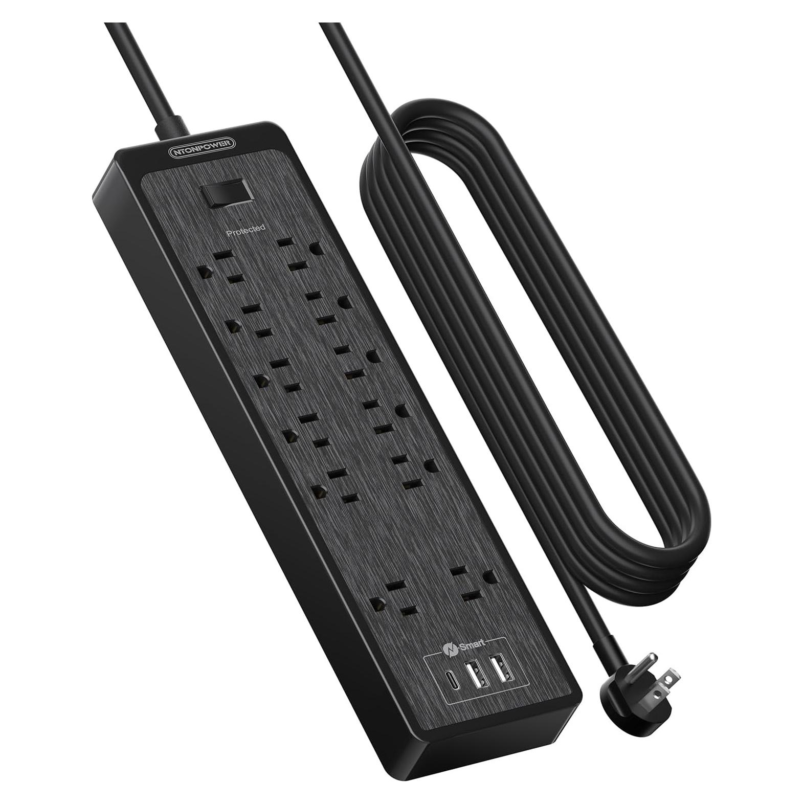 Regleta NTONPOWER 12 Salidas con USB y Cable de 4.57m