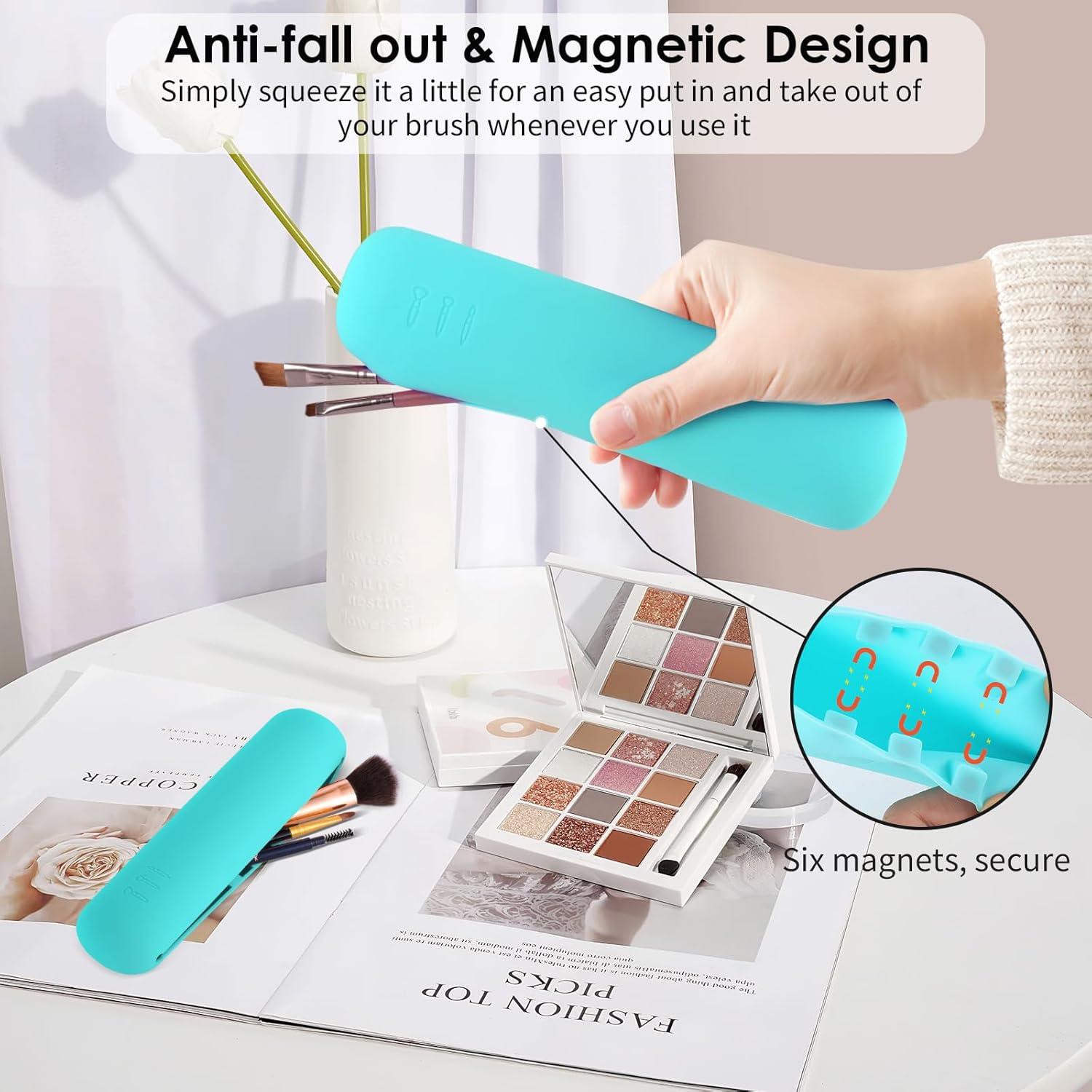 Organizador de Brochas de Maquillaje de Viaje Silicona Púrpura