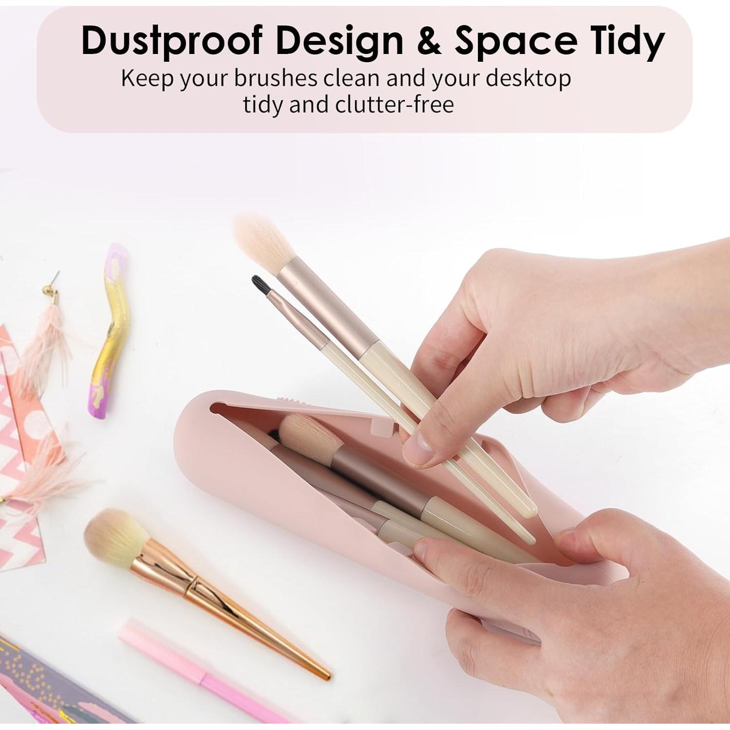 Organizador de Brochas de Maquillaje de Viaje Silicona Púrpura