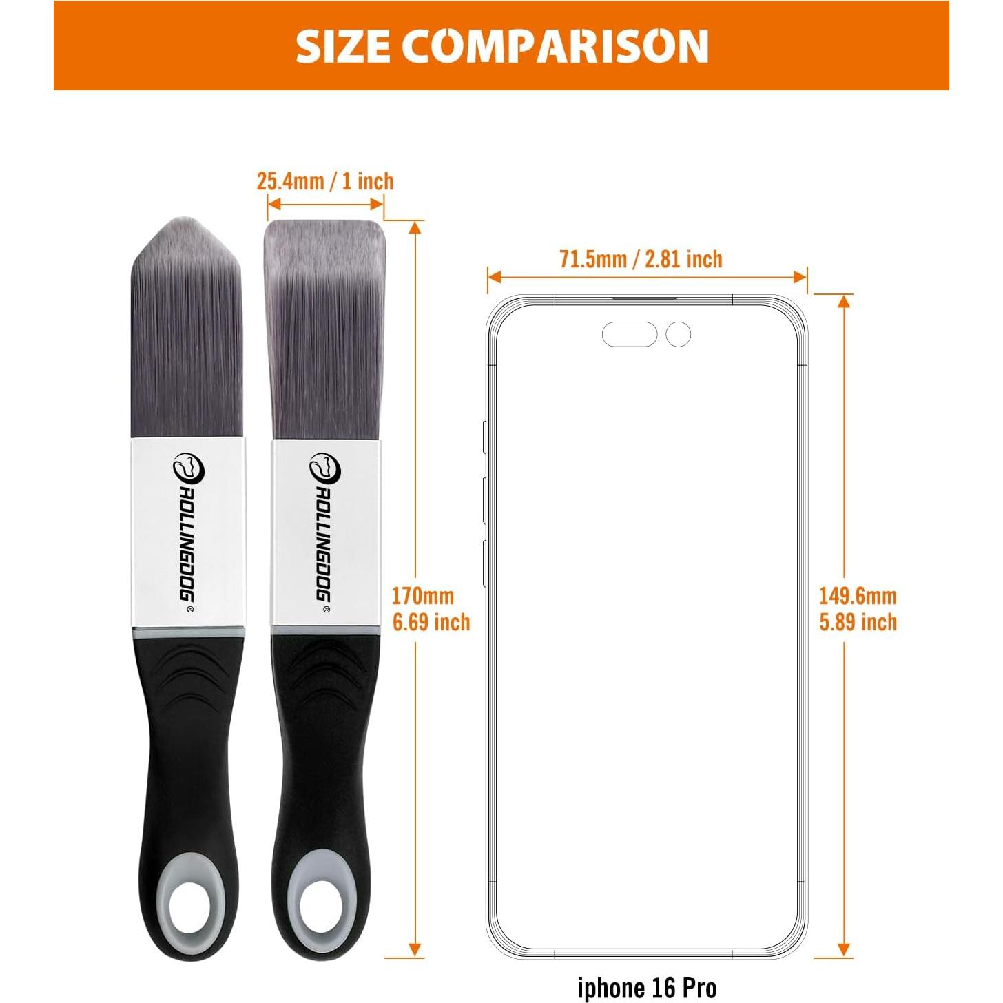 Juego de Brochas de Pintura ROLLINGDOG 2 Piezas Detalle Pro