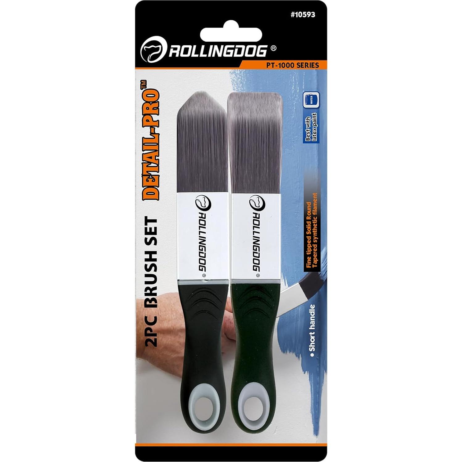 Juego de Brochas de Pintura ROLLINGDOG 2 Piezas Detalle Pro