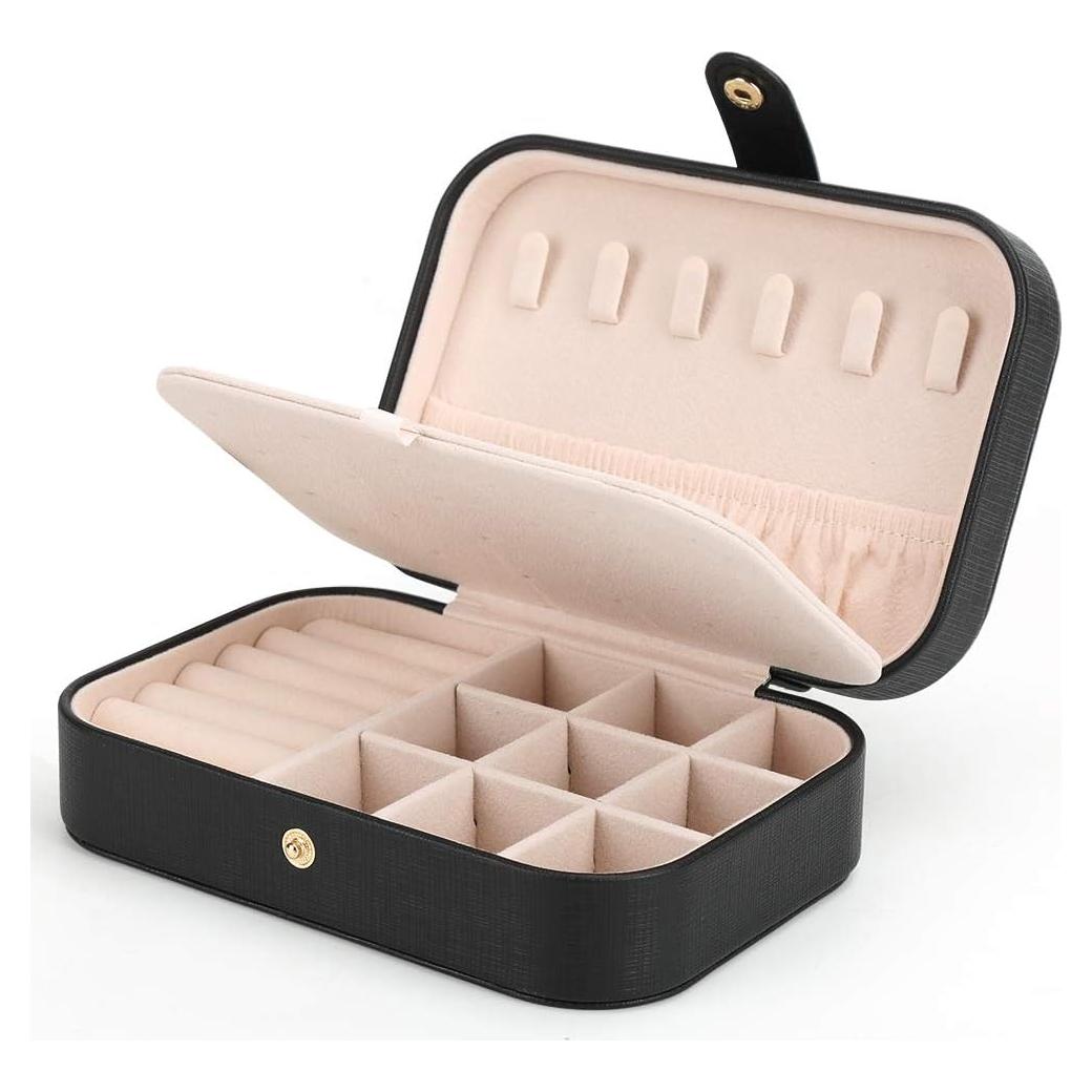 Caja de Joyería Organizador Doble Capa FEISCON Negra 16x11x5.5cm