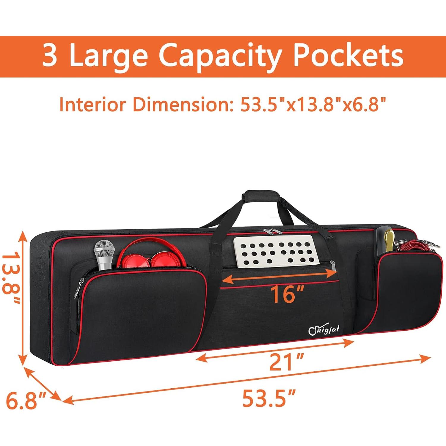 Funda para Teclado 88 Teclas SNIGJAT Negra y Roja
