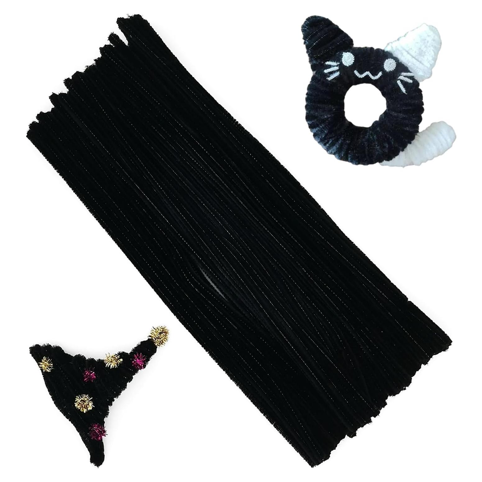 100 Limpiapipas Negros Apedoixy 30cm x 6mm para Manualidades