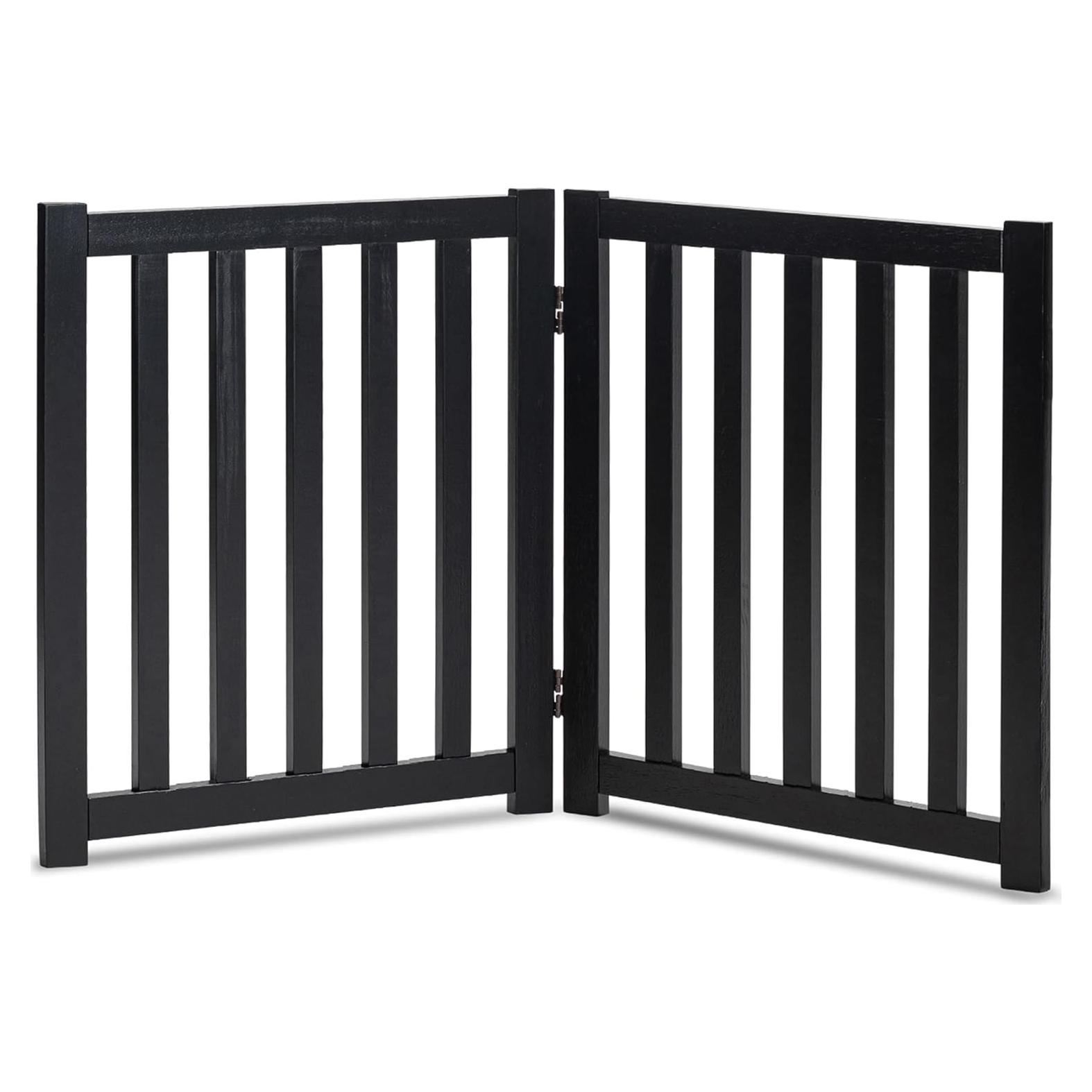 Puerta para Perros LZRS de Madera Sólida 61 cm Plegable Negra
