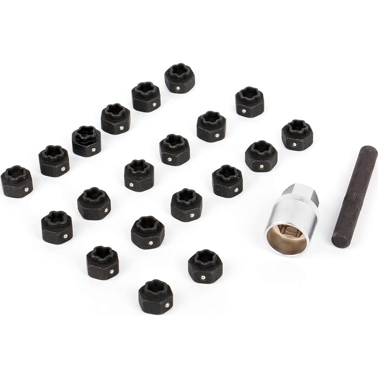 Kit de Llave de Tuerca de Bloqueo de Rueda 22PCS JEUCLEL