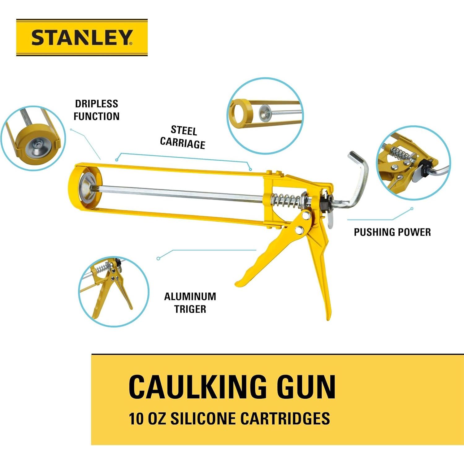 Pistola de Calafateo Stanley 10 oz - Sin Goteo, 1400N