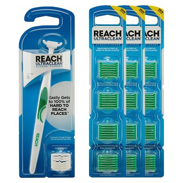 Hilo Dental Reach Ultraclean Access Menta - Kit Inicio + 3 Repuestos