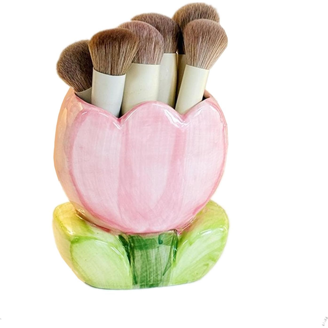 Soporte de Brochas de Maquillaje TANG SONG Cerámica Rosa