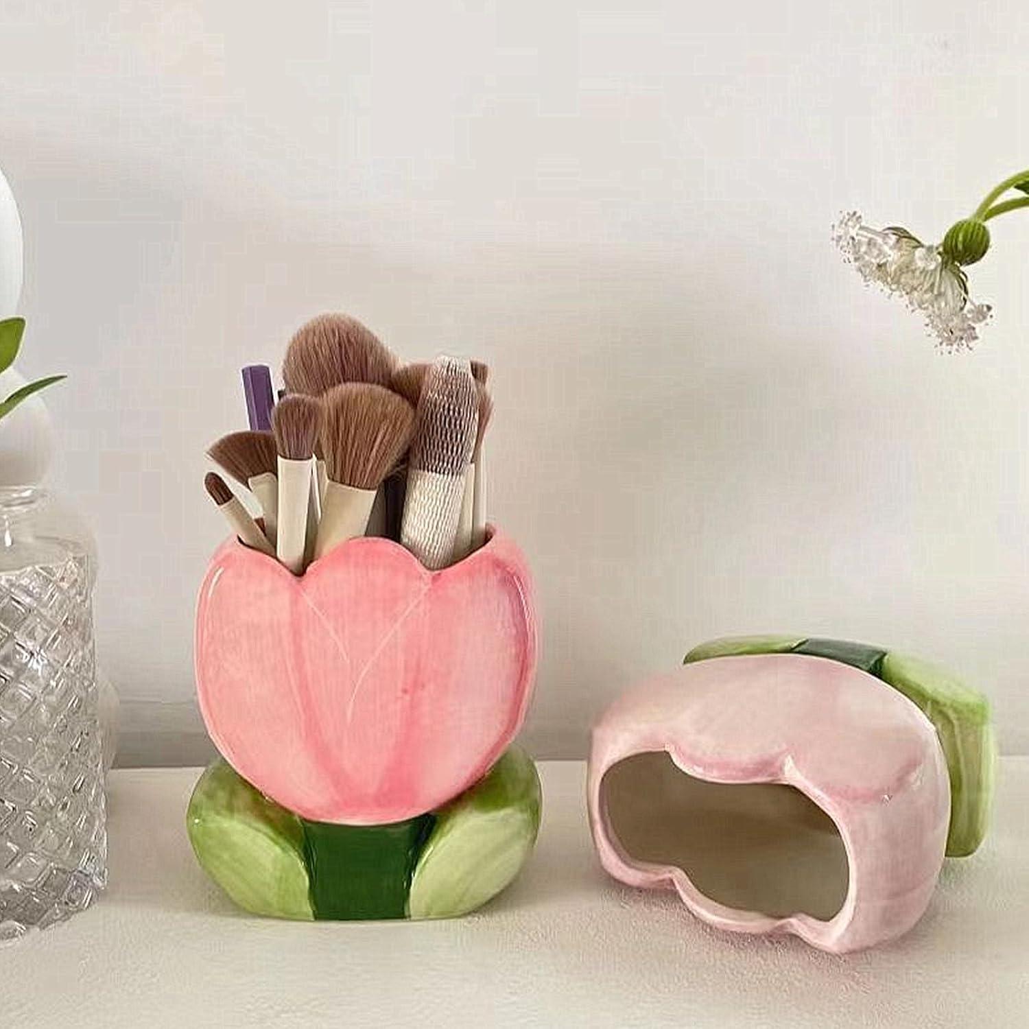 Soporte de Brochas de Maquillaje TANG SONG Cerámica Rosa