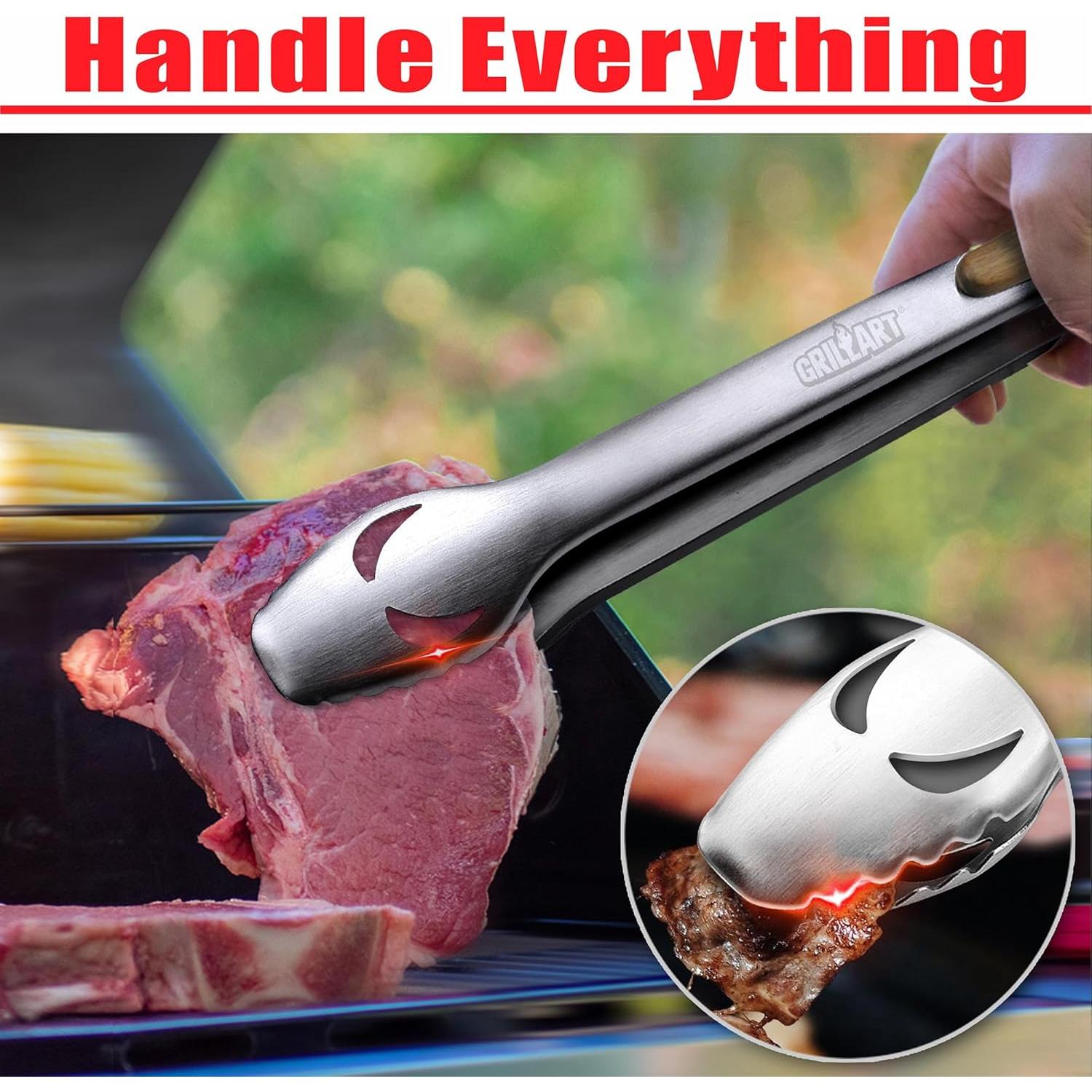 Juego de Herramientas para BBQ GRILLART 4 Piezas Acero Inoxidable