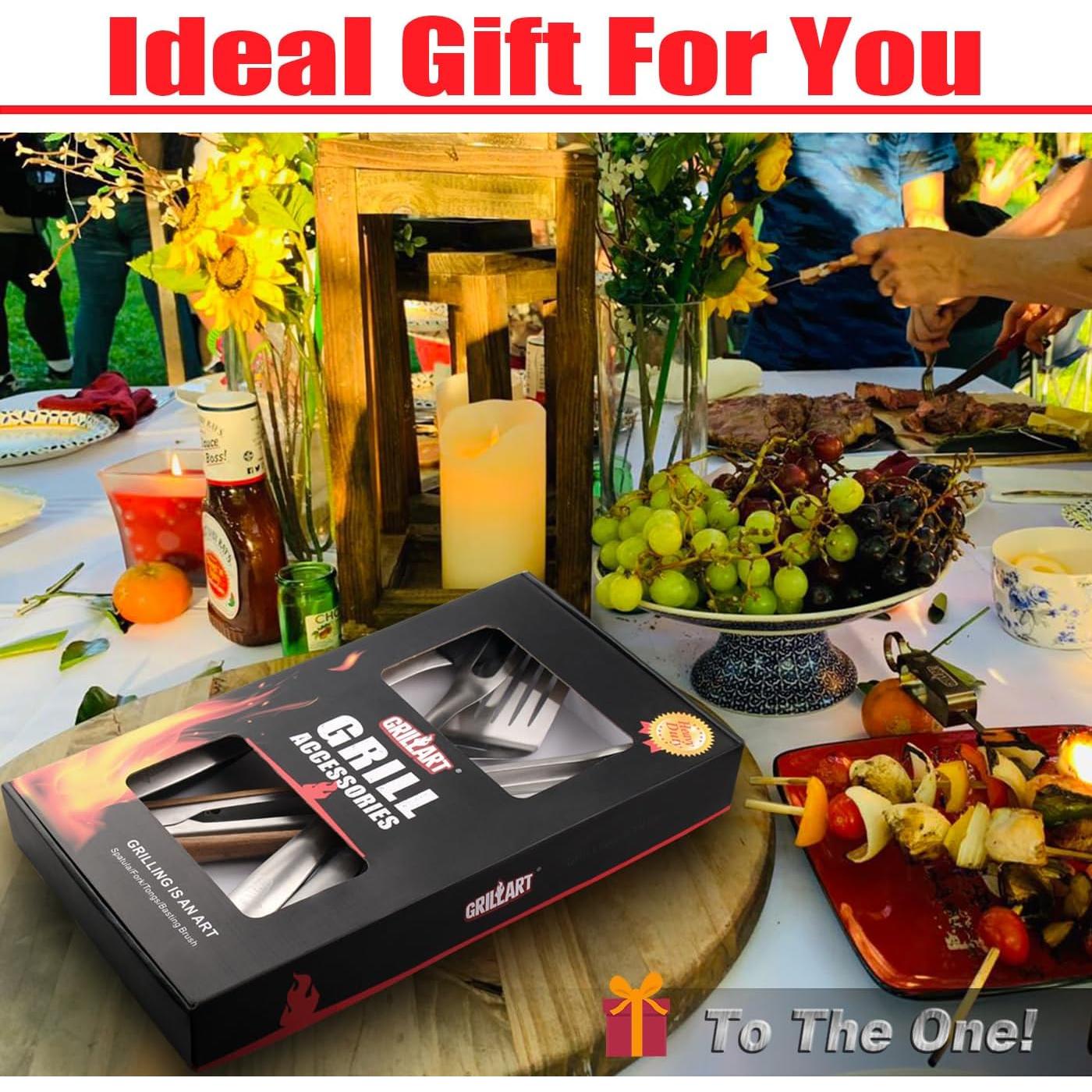 Juego de Herramientas para BBQ GRILLART 4 Piezas Acero Inoxidable