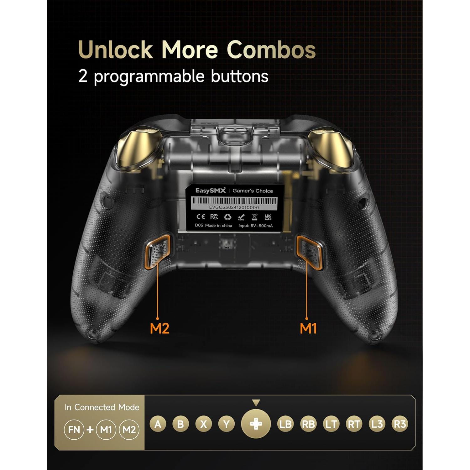 Controlador Inalámbrico EasySMX D05 para PC y Switch - RGB, Carga Rápida