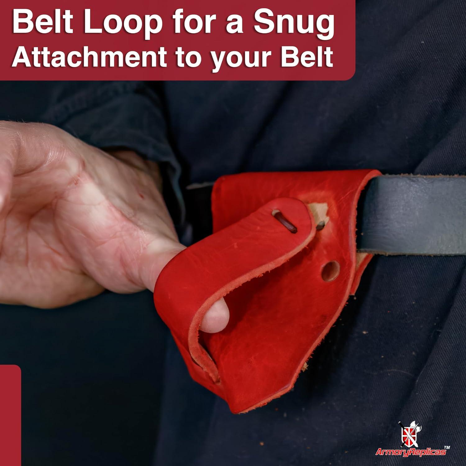 Frog de espada de cuero Armory Replicas para diestros - Rojo