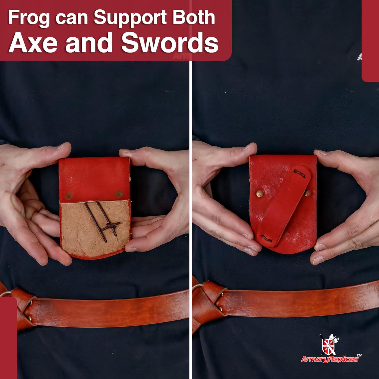 Frog de espada de cuero Armory Replicas para diestros - Rojo