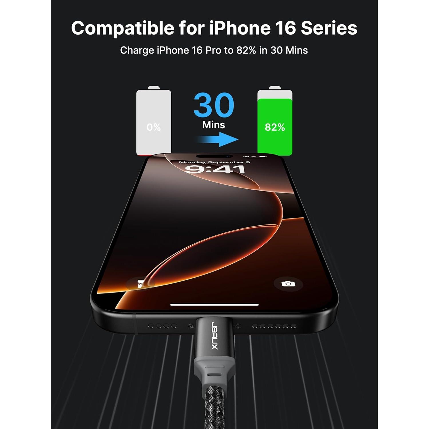 Cable USB C a USB C 100W JSAUX 1.0m - Carga Rápida 2-Pack