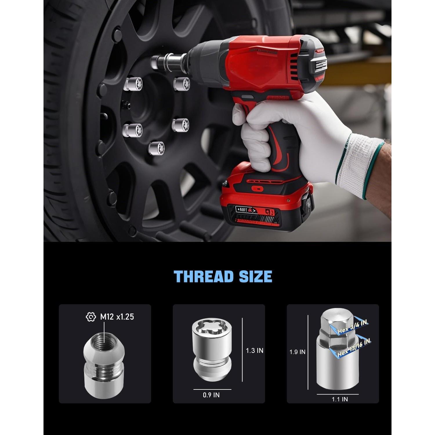 Bloqueos de Rueda Maureen M12 x 1.25 Antirrobo 4 Piezas