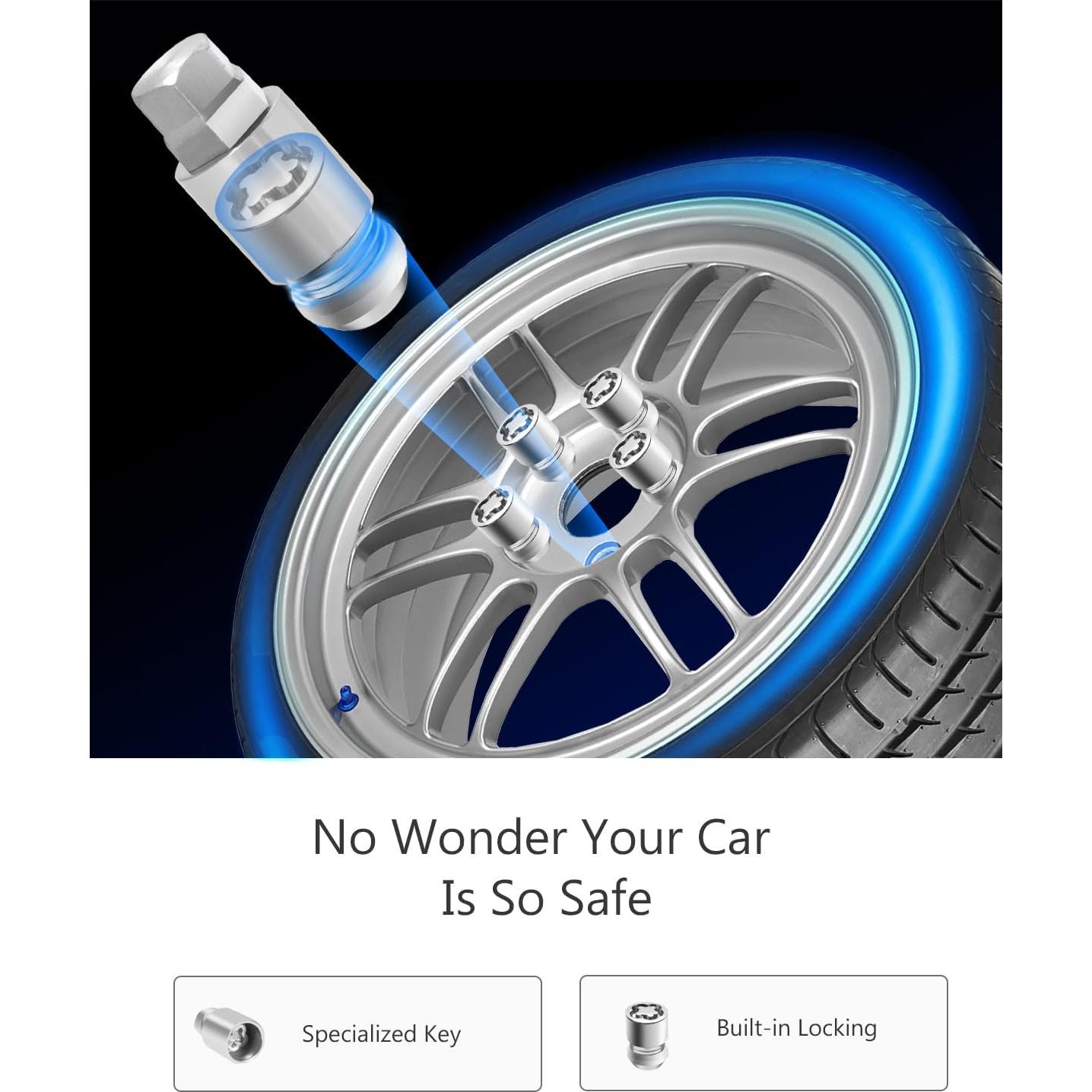 Bloqueos de Rueda Maureen M12 x 1.25 Antirrobo 4 Piezas