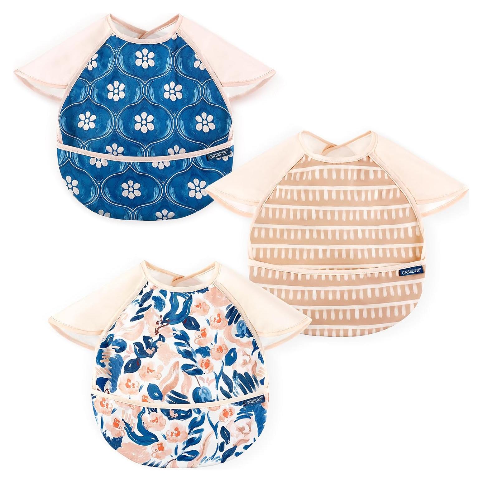 Baberos de Alimentación GRSSDER para Bebés 6-36 Meses, Impermeables